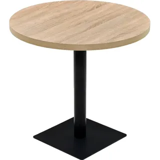 vidaXL Bistrotisch MDF und Stahl Rund 80 x 75 cm Eichenoptik - Beige