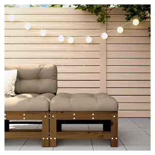 Gartenhocker mit Kissen in Honigbraun aus massivem Kiefernholz für Wohnzimmer, Terrasse, Garten und Balkon