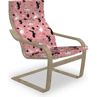 ABAKUHAUS Hase Poäng Sessel Polster, Kreative Lustige Kaninchen Kunst, Sitzkissen mit Stuhlkissen mit Hakenschlaufe und Reißverschluss, rosa-Grau - Rosa