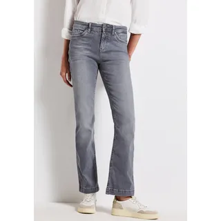 Bootcut-Jeans STREET ONE, Damen, Gr. 34, Länge 30, grau (light steel grau washed), Denim/Jeans, Obermaterial: 92% Baumwolle, 6% Elastomultiester, 2% Elasthan, unifarben, bootcut fit lang, Jeans Bootcut-Jeans, im 5-Pocket-Style