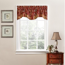 Traditions By Waverly Valances for Windows - Navarra 52" x 16" Short Curtain Valance Small Window Curtains Bathroom, Living Room and Kitchens, Crimson