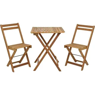 Balkonset Balkontisch Balkonstühle Set Balkon Garten Möbel Holz klappbar 3tlg - Braun