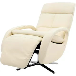 Mendler Relaxsessel HWC-L11 Leder 70 x 109 x 70 cm Weiß drehbar mit Liegefunktion