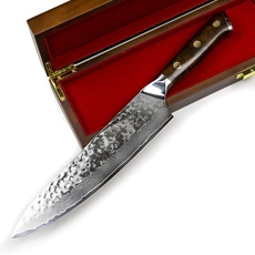 Stallion Damastmesser Ironwood Großes Chefmesser - 22 cm - Messer aus Damaststahl mit Griff aus Eisenholz