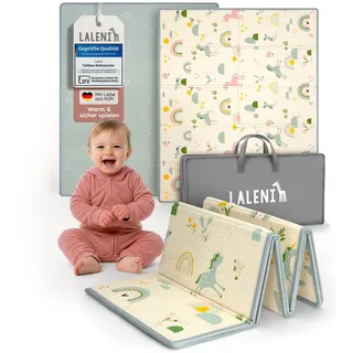 Laleni Krabbelmatte Baby 150x180x1 cm - wasserdichte Baby Spielmatte faltbar - isolierende Bodenmatte Kinder - weich & schützt vor kaltem Untergrund - Krabbeldecke outdoor & indoor - Einhorn-Motiv
