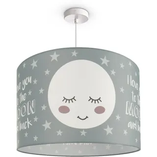 Paco Home Pendelleuchte "Aleyna 103", E27 Kinderlampe Deckenlampe LED Kinderzimmer Lampe Mond-Motiv, E27, grau 45,5cm, - weiß