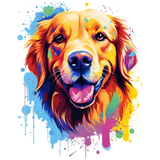 GRAZDesign Wandtattoo Hund Golden Retriever buntes cooles Wandsticker für Jugendzimmer, Kinderzimmer, Wohnzimmer Wandaufkleber - 72x57cm