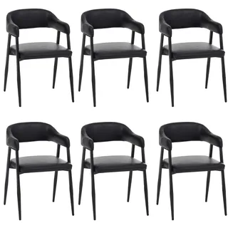 Mendler 6er-Set Esszimmerstuhl HWC-P29, Küchenstuhl Lehnstuhl Polsterstuhl, Industrial Retro Vintage Kunstleder ~ schwarz