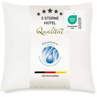ZOLLNER Deluxe Daunenkissen aus 100% Daunen - Made in Germany – für Allergiker geeignet – Bezug aus hochwertiger Mako Baumwolle - waschbar bis 60°C - 40x40 cm - Hotelqualität