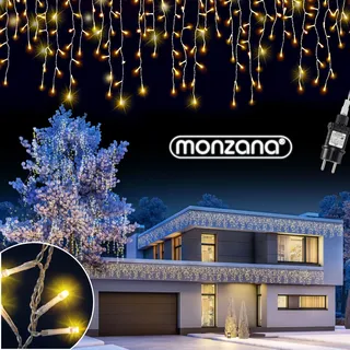 MONZANA® Lichterkette 600 LED Außen Innen 20m Regenlichterkette Lichtervorhang Eisregen Fenster Deko Weihnachten Beleuchtung Warmweiß - Weiß