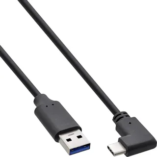 InLine USB 3.2 Kabel, gewinkelt, an A Stecker, schwarz, 0,5m