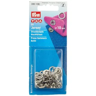 Prym Nähfrei Jersey Ring Druckknöpfe-Nachfüllpack silberfarbig ( 10 mm, 20 St.),