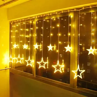 BELLALICHT LED Lichtervorhang Sterne Warmweiß Weihnachtsbeleuchtung Innen Fenster Für Weihnachten Party Hochzeit IP44 31V 8 Modi Mit Timer 138er LEDs Lichterkette Aussen 2,5M
