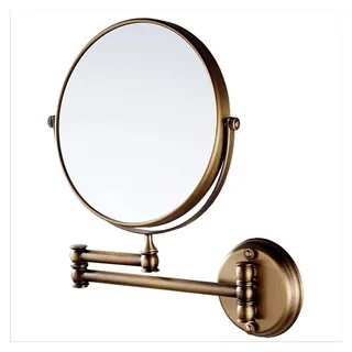20,3 cm Wandmontierter Faltbarer Make-up-Spiegel im Retro-Stil für das Badezimmer, Teleskop-Schönheitsspiegel (antikes Messing)