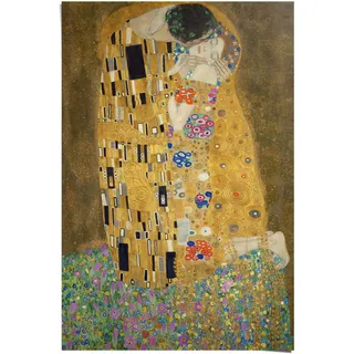 Poster REINDERS "Poster Der Kuss Gustav Klimt", gold (farbe bild(er): goldfarben), B:61cm H:91,5cm, Papier, Bilder, Poster