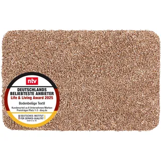 Astra Schmutzfangmatte innen waschbar 40x60 cm – Sauberlaufmatte beige 100% Baumwolle Türmatte - Entra SAUGSTARK - rutschfeste Fußmatte pflegeleicht