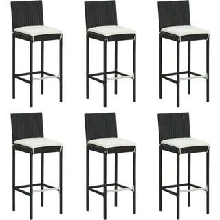 The Living Store Barhocker mit Kissen 6 Stk. Schwarz Poly Rattan - Schwarz