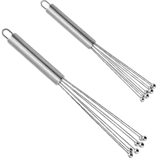 2 Stück Schneebesen Edelstahl mit Kugeldesign für Kochen, Mischen, Schlagen | Küchenschneebesen Set aus Rostfreiem Stahl, Tragbar Edelstahl Kugeln Küche Schneebesen, Längen 26 cm und 31 cm
