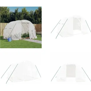 vidaXL Gewächshaus mit Stahlrahmen Weiß 6 m2 3x2x2 m - Gewächshaus - Gewächshäuser - Polytunnel - Begehbares Gewächshaus - Weiß