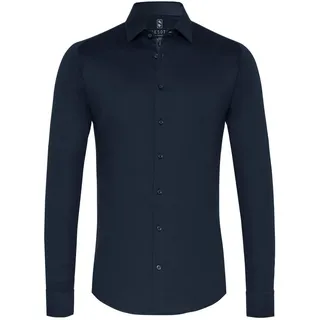 DESOTO Langarmhemd »Jerseyhemd Casual Kent langarm«, Flexibler Stretch, blau