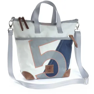 360° Grad Deern Mini Damen Handtasche Segeltuch weiß-blau, Zahl hellgrau
