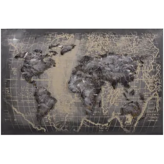 Garden Pleasure Wandbild 3D Weltkarte grau, Metall