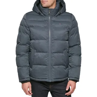 Tommy Hilfiger Herren Daunenalternative Daunenjacke mit Kapuze (Standard und Big & Tall) Alternativer Daunenmantel, Marineblau (Heather Navy), 4X-Large Hoch