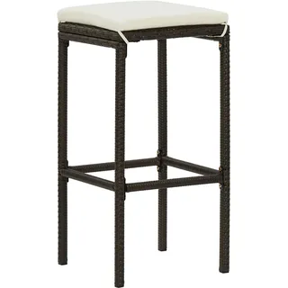 vidaXL Barhocker mit Kissen 3 Stk. Braun Poly Rattan - Braun