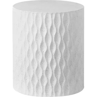 BELIANI Beistelltisch Weiß MgO Fiberglas ø 37 cm Rostbeständig Wasser- und Windbeständig Boho Modern Outdoor Wohnzimmer - Weiß