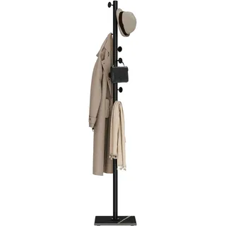 GUOHNHE Garderobenständer mit Rock Slab Base, Kleiner Metall Kleiderständer, Modern Freistehend Baumförmiger Kleiderstand mit 8 Haken, 30 x 30 x 175 cm, Schwarz, GYJ002B