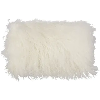 Saunders-Roe Lifestyle Mongolisches Lamm Fell Daunen gefüllt Überwurf Kissen, elfenbeinfarben, 12"x20"