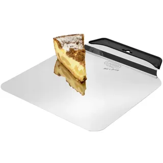 LARES Kuchen- und Pizzalöser mit Griff, Eckig - Tortenheber/Pizzaheber - 28x28cm, Edelstahl - Made in Germay
