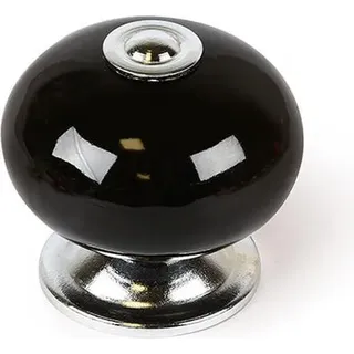 4 runde Knöpfe für Möbel aus schwarzem Porzellan, Mod. E517, Ø 40 mm. Rei - Schwarz