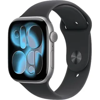 Apple Watch Series 11 GPS 46 mm Aluminiumgehäuse schwarz Sportarmband schwarz M/L