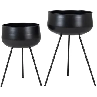 Pflanzentopf , Schwarz , Metall , rund , 56 cm , Dekoration, Blumen & Blumentöpfe, Übertöpfe