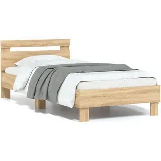 vidaXL Bettgestell ohne Matratze mit Kopfteil Sonoma-Eiche 90x200 cm - Braun