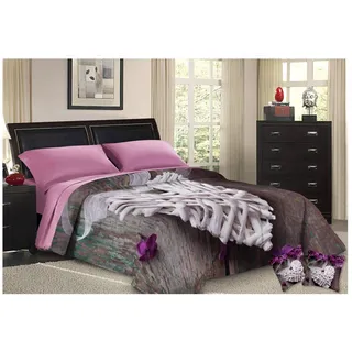 PETTI Artigiani Italiani Steppdecke für französisches Bett, 100% Made in Italy, Shabby Lila