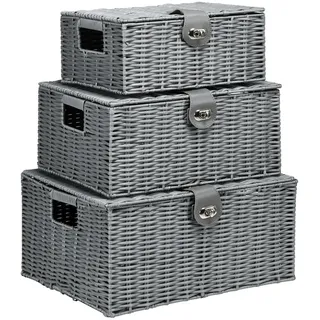 Homcom Aufbewahrungskorb 3er Set PP Metall Grau , 28.5x18x35.5 cm , Ordnen & Aufbewahren, Dekoboxen & Aufbewahrungsboxen
