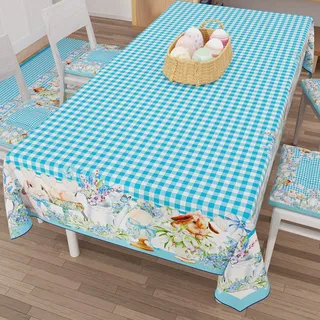 PETTI Artigiani Italiani - Tischdecke für Ostern, schmutzabweisend, rechteckig, für Ostern, Küche, Design Vichy X12, Sitzer (140 x 240 cm), 100% Made in Italy