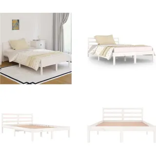 vidaXL Massivholzbett Kiefer 120x200 cm Weiß - Bettrahmen - Bettgestell - Bett - Holzbett - Weiß