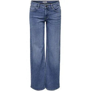 ONLY Damen Wide Leg Jeans Hose ONLJudy Baggy Jeanshose weites Bein 15339699 Medium Blue Denim 27/32