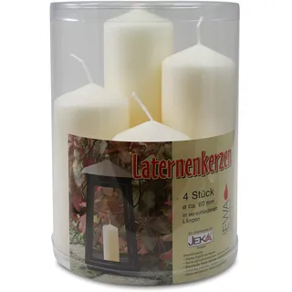EWA Kerzen 4er Set Kaminkerzen Laternenkerzen Ecru Ø ca. 60 mm, Brenndauer: ca. 25-75 Stunden, Stumpenkerze, Altarkerze