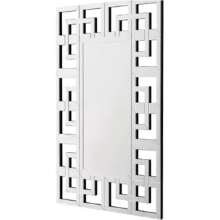 Moderne Wanduhr Opulence – Silber – Rechteckiger Wandspiegel – 100×70cm – Für Wohnzimmer und Schlafzimmer - Schwarz