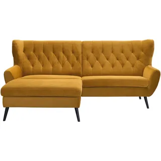 Stylife Ecksofa , Currygelb , Textil , Buche , vollmassiv , Uni , L-Form, Ottomane links , 237x165 cm , Typenauswahl, Stoffauswahl, seitenverkehrt erhältlich, Rücken echt, Armteil links, Armteil rechts , Wohnzimmer, Sofas & Couches, Wohnlandschaften, Ecksofas