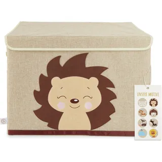 Bieco Aufbewahrungsbox mit Deckel groß für Kinderzimmer - Igel Piksi - Spielzeugkiste mit Deckel Aufbewahrungsbox Kinderzimmer - Sitztruhe Kinder Truhe Aufbewahrung Kinderzimmer Spielzeugkiste Baby