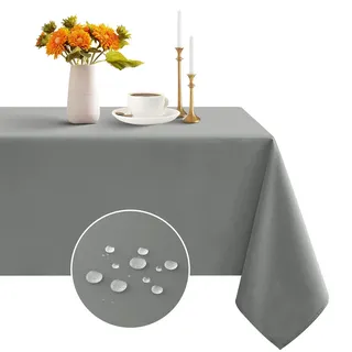 Romanstile Tischdecke 300 x 150 grau groß Outdoor abwaschbar,wasserabweisend,schmutzabweisend Tischtuch Tablecloth Tischwäsche für Geburtstag,Party,Draußen,Ostern,Hochzeit,Garten,Frühling,Sommer