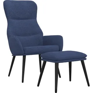 vidaXL Relaxsessel mit Hocker Blau Stoff - Blau