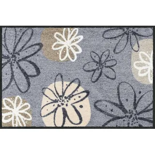 Erwin Müller Fußmatte Koblenz, Schmutzfangmatte, Fußabtreter rutschhemmend, Blumenmotiv grau/braun Größe 60x85 cm - robust, langlebig, pflegeleicht, für Fußbodenheizung geeignet