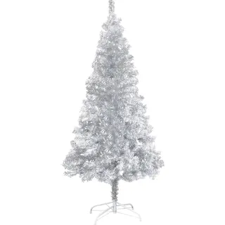 The Living Store Künstlicher Weihnachtsbaum mit Ständer Silbern 210 cm PET - Silber