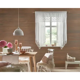 Querbehang "Staffelsee" Gr. 1, weiß, B:125cm H:25cm, Baumwolle, HOSSNER - ART OF HOME DECO, Gardinen, Querbehang